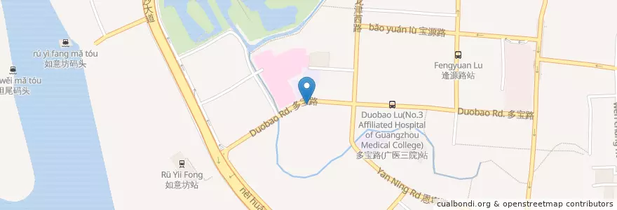Mapa de ubicacion de 新联肠粉 en 中国, 広東省, 広州市, 荔湾区, 昌华街道.