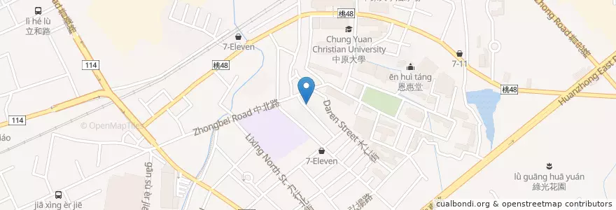 Mapa de ubicacion de CU部隊鍋&BBQ en 臺灣, 桃園市, 中壢區.