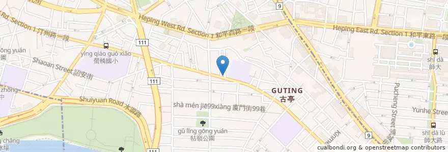 Mapa de ubicacion de 汀州飯包 en 台湾, 新北市, 台北市, 中正区.