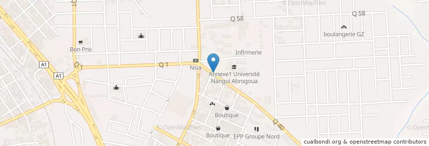 Mapa de ubicacion de Mosquée en Ivoorkust, Abidjan, Abobo.