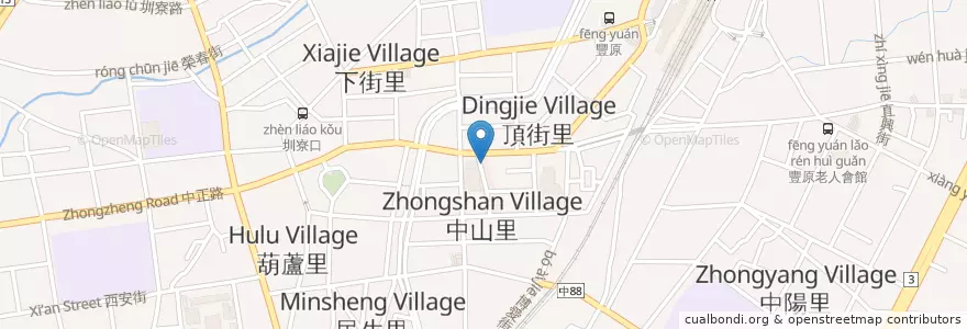 Mapa de ubicacion de 正兆蚵仔煎 en 台湾, 台中市, 豊原区.