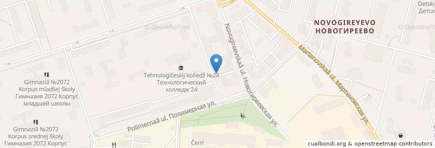 Mapa de ubicacion de Почта Банк en Rusia, Distrito Federal Central, Москва, Восточный Административный Округ, Район Новогиреево.