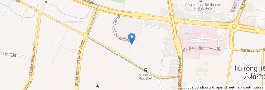 Mapa de ubicacion de 方姨猪脚姜 en چین, گوانگ‌دونگ, 广州市, 荔湾区, 越秀区.