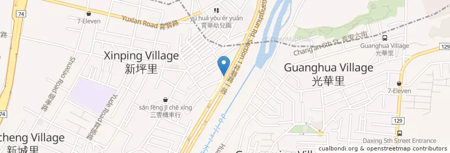 Mapa de ubicacion de 劉海蟾祖師廟 en تايوان, تاي شانغ, 太平區.