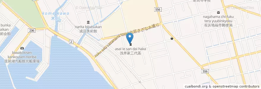 Mapa de ubicacion de 浅井家三代墓 en Jepun, 滋賀県, 長浜市.