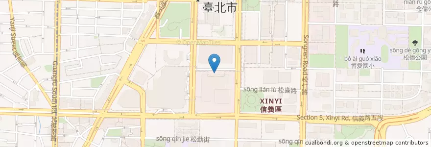 Mapa de ubicacion de 水舞廣場 en تايوان, تايبيه الجديدة, تايبيه, 信義區.