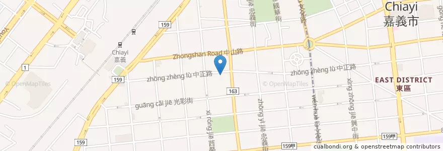 Mapa de ubicacion de 鑫食堂 en Tayvan, 臺灣省, 嘉義市, 嘉義縣, 西區.