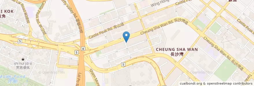 Mapa de ubicacion de Tang2 - 廳2 en 중국, 광둥성, 홍콩, 가우룽, 신제, 深水埗區 Sham Shui Po District.