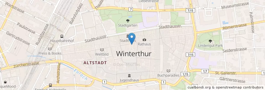 Mapa de ubicacion de Marionettentheater im Waaghaus en 스위스, 취리히, Bezirk Winterthur, Winterthur.