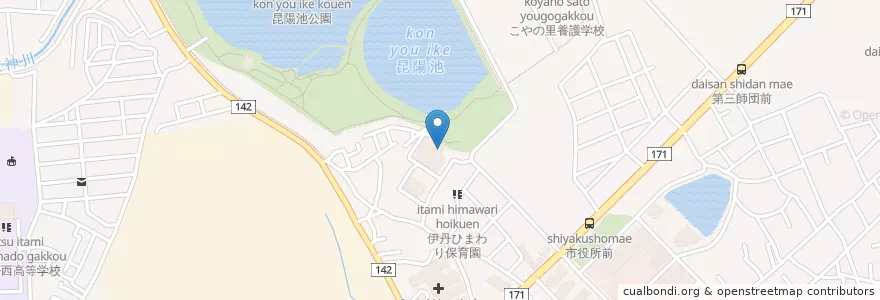Mapa de ubicacion de 市民まちづくりプラザ en Japão, 兵庫県, 伊丹市.