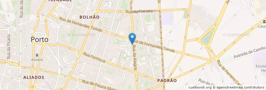 Mapa de ubicacion de Leitões Palace en Portugal, Norte, Área Metropolitana Do Porto, Porto, Porto, Cedofeita, Santo Ildefonso, Sé, Miragaia, São Nicolau E Vitória.