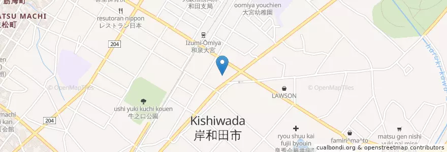 Mapa de ubicacion de いしづか動物病院 en Japão, 大阪府, 岸和田市.