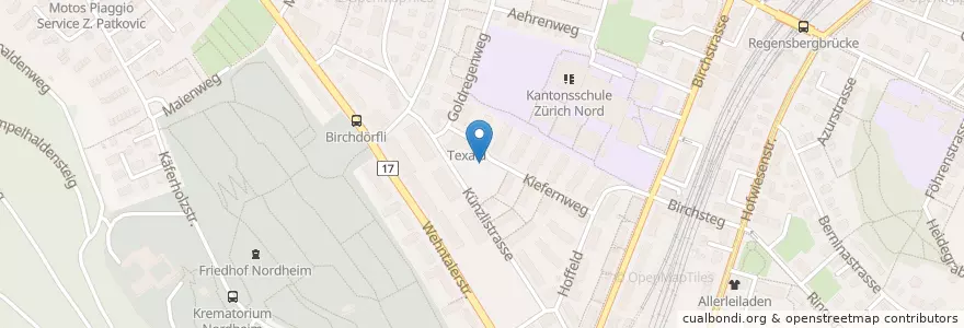 Mapa de ubicacion de Garage Kiefernweg en Switzerland, Zurich, District Zurich, Zurich.