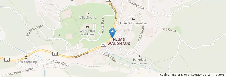 Mapa de ubicacion de Tankstelle en Zwitserland, Graubünden, Imboden, Flims.