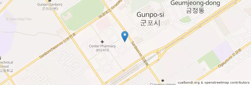 Mapa de ubicacion de 베리타스 독서실 en 대한민국, 경기도, 군포시, 재궁동.