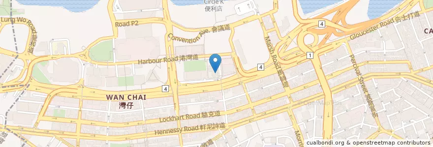 Mapa de ubicacion de George Coffee en Chine, Guangdong, Hong Kong, Île De Hong Kong, Nouveaux Territoires, 灣仔區 Wan Chai District.