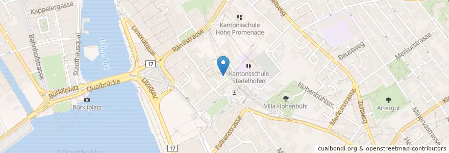 Mapa de ubicacion de Caffè Spettacolo en Schweiz/Suisse/Svizzera/Svizra, Zürich, Bezirk Zürich, Zürich.