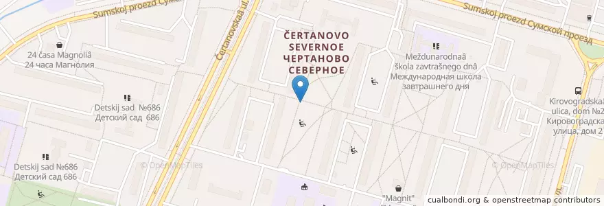Mapa de ubicacion de Chertanovo Severnoye District en Russia, Central Federal District, Moscow, Southern Administrative Okrug, Chertanovo Severnoye District.