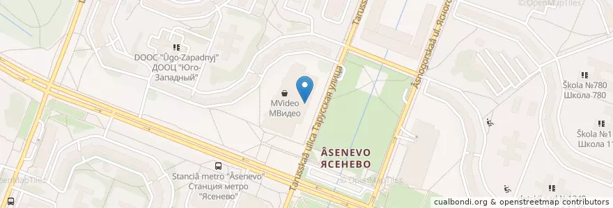 Mapa de ubicacion de Альфа-Банк en 러시아, Центральный Федеральный Округ, Москва, Юго-Западный Административный Округ, Район Ясенево.