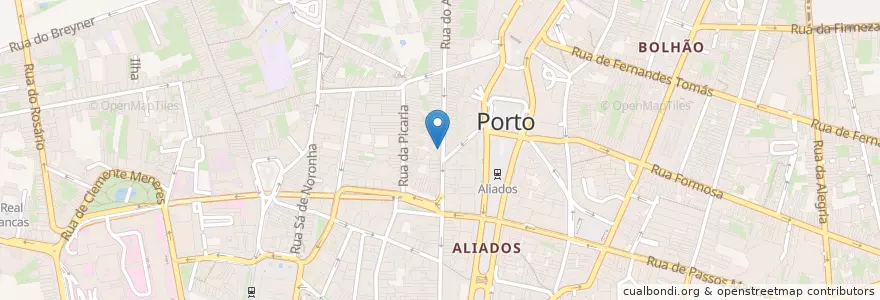 Mapa de ubicacion de Frankie HotDogs en Portugal, Norte, Área Metropolitana Do Porto, Porto, Porto, Cedofeita, Santo Ildefonso, Sé, Miragaia, São Nicolau E Vitória.