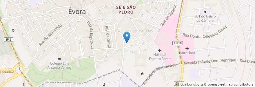 Mapa de ubicacion de Núcleo do Sporting en Portekiz, Alentejo, Alentejo Central, Évora, Évora, Bacelo E Senhora Da Saúde, Évora.