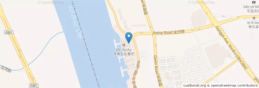 Mapa de ubicacion de 太古仓电影库 en China, Guangdong, Guangzhou City, Haizhu District, 龙凤街道.