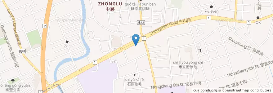 Mapa de ubicacion de 臺灣土地銀行 en Taiwan, 桃園市, 桃園區.