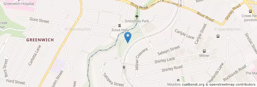 Mapa de ubicacion de North Sydney Men's Shed en Avustralya, New South Wales, Lane Cove Municipal Council, Sydney.