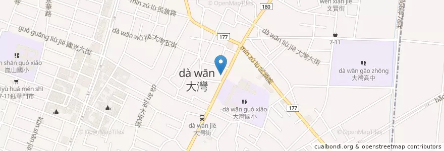 Mapa de ubicacion de 中美漢堡店 en 타이완, 타이난 시, 융캉구.