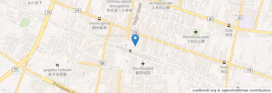 Mapa de ubicacion de 土間土間 en Japon, Tokyo, 調布市.