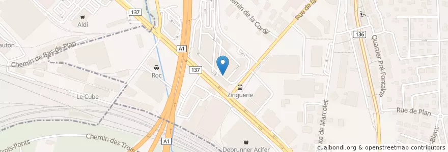 Mapa de ubicacion de Coop Restaurant en Schweiz/Suisse/Svizzera/Svizra, Vaud, District De L'Ouest Lausannois, Crissier.