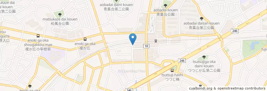 Mapa de ubicacion de トラットリア オランチョ en 일본, 가나가와현, 요코하마시, 青葉区.