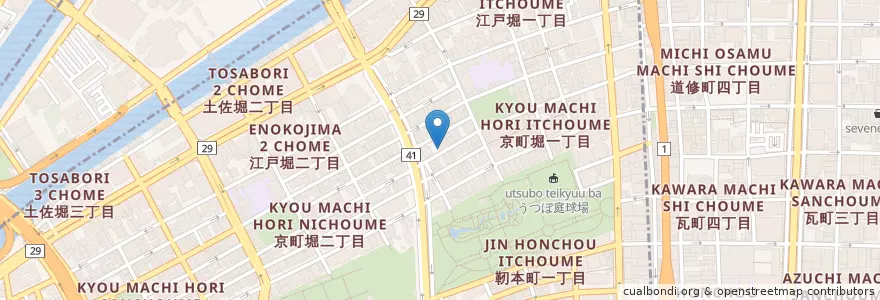 Mapa de ubicacion de CARBONE en Japonya, 大阪府, 大阪市, 西区.