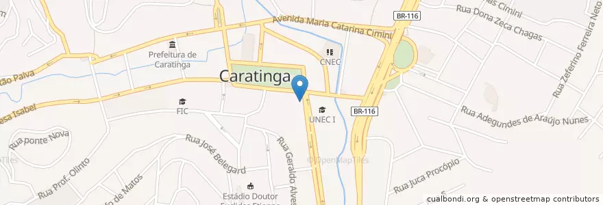 Mapa de ubicacion de Bertuccis Restaurante e Pizzaria en Brasilien, Südosten, Minas Gerais, Microrregião Caratinga, Região Geográfica Intermediária De Ipatinga, Caratinga.