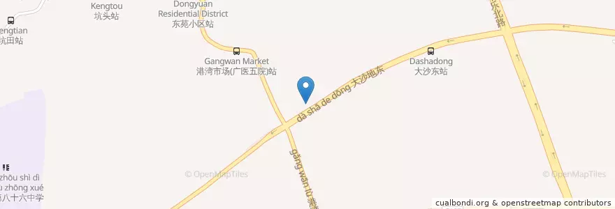 Mapa de ubicacion de 麦当劳 en الصين, غوانغدونغ, 广州市, 黄埔区, 大沙街道, 黄埔街道, 鱼珠街道.