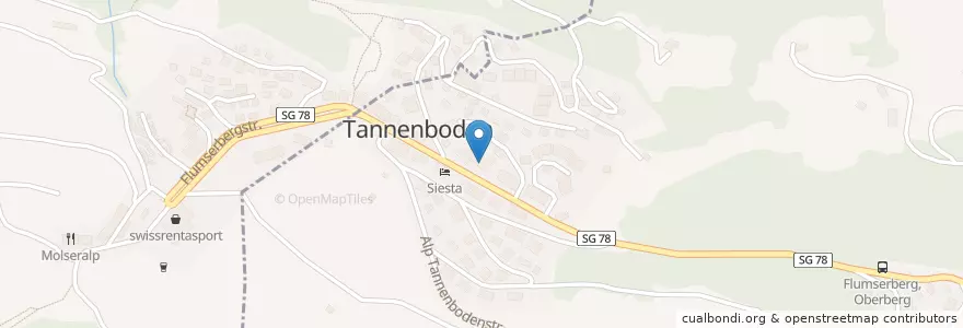 Mapa de ubicacion de Tannenboden en سوئیس, Sankt Gallen, Wahlkreis Sarganserland, Flums, Quarten.
