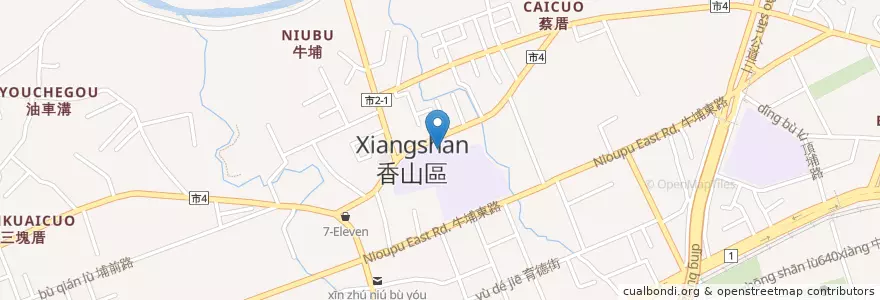 Mapa de ubicacion de 牛埔地下停車場 en Taiwan, Taiwan Province, Hsinchu, Xiangshan District.