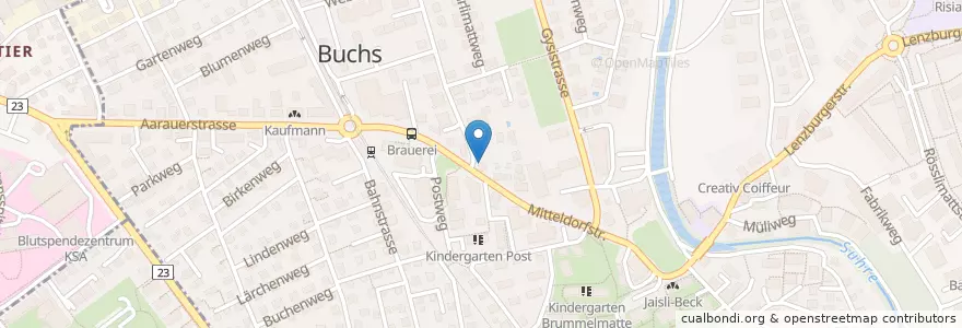 Mapa de ubicacion de Brau-Egge en Suíça, Aargau, Bezirk Aarau, Buchs.