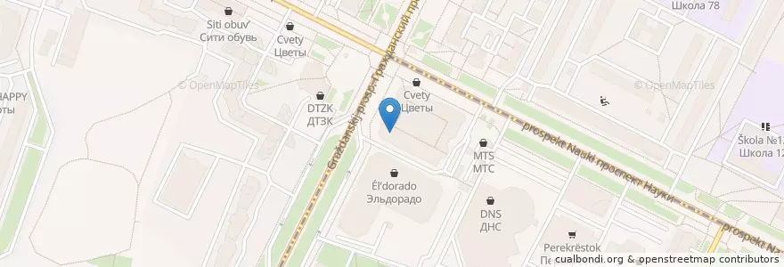 Mapa de ubicacion de Panda Express en 俄罗斯/俄羅斯, Северо-Западный Федеральный Округ, 列宁格勒州, Санкт-Петербург, Калининский Район, Округ Академическое.