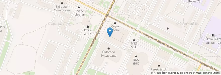 Mapa de ubicacion de Rotana en Russland, Föderationskreis Nordwest, Oblast Leningrad, Sankt Petersburg, Калининский Район, Округ Академическое.