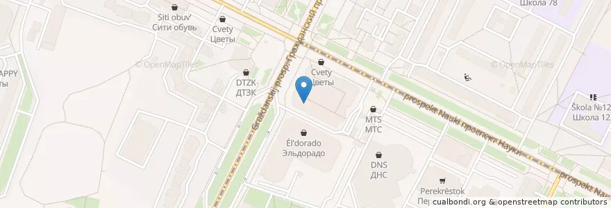 Mapa de ubicacion de Терияки en ロシア, 北西連邦管区, レニングラード州, サンクト ペテルブルク, Калининский Район, Округ Академическое.