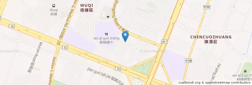 Mapa de ubicacion de 台中港區魯班宮 en 타이완, 타이중 시, 우치 구.