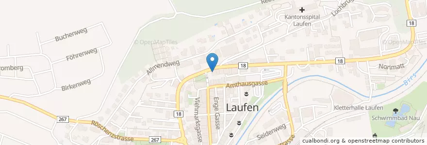 Mapa de ubicacion de Hirschen en Suíça, Basel-Landschaft, Bezirk Laufen, Laufen.