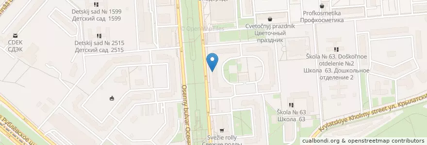 Mapa de ubicacion de Джаганнат en Russia, Distretto Federale Centrale, Москва, Западный Административный Округ, Район Крылатское.