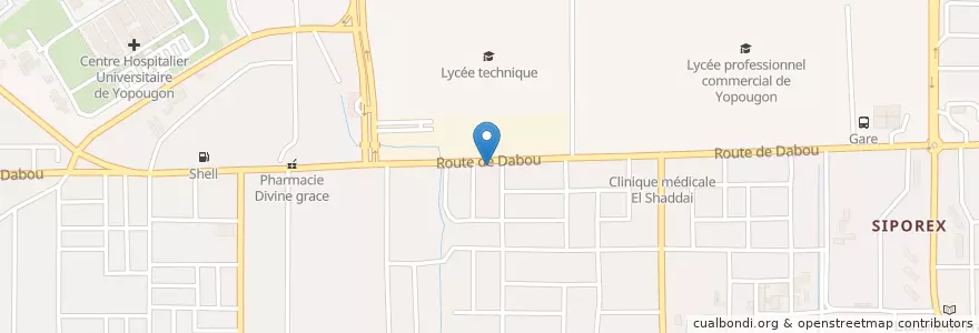 Mapa de ubicacion de Celia en Кот-Д’Ивуар, Абиджан, Yopougon.