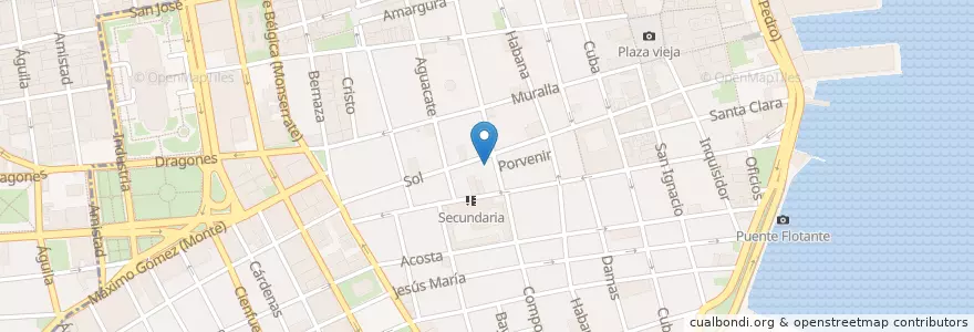 Mapa de ubicacion de Policlínico Ángel A. Aballi en 古巴, La Habana, La Habana Vieja.