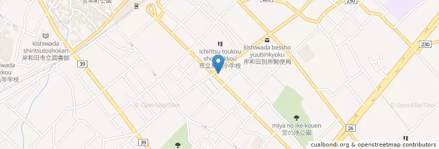 Mapa de ubicacion de 国際東洋医療鍼灸学院 en 일본, 오사카부, 岸和田市.