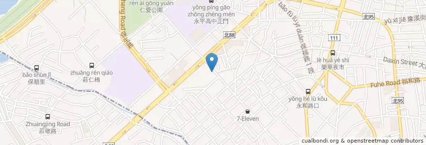 Mapa de ubicacion de 中壢新老牌牛肉麵 en Taiwan, Nuova Taipei, Yonghe.
