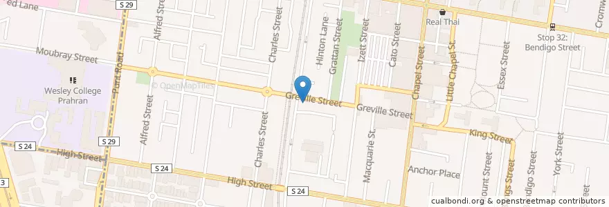 Mapa de ubicacion de Station Hotel en Australie, Victoria, City Of Stonnington.