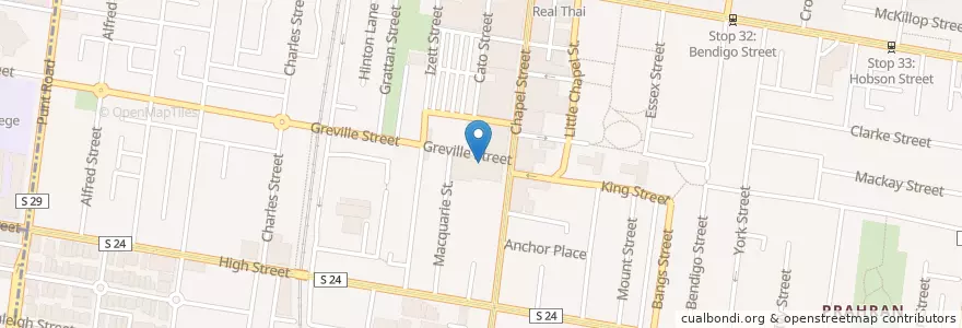 Mapa de ubicacion de Prahran Library en Австралия, Виктория, City Of Stonnington.